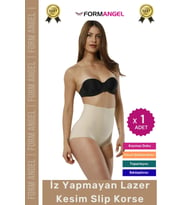 #Korse 2 Beden İncelten Toparlayıcı İz Göstermeyen Kaymaz Kadın Lazer Kesim Slip Korse - 1 Adet
