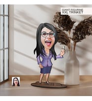BK Gift Kişiye Özel Öğretmen Karikatürlü Büyük Boy Ahşap Biblo-5 Arkadaşa Hediye , Sevgiliye Hediye, Kişiye Özel Biblolar