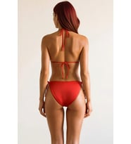 Kadın Bikini Takımı Üçgen Kap Balensiz Düz Desen Örme Raşel Kumaş Düşük Bel Brazilian Bağlamalı