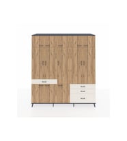 Kronos Dolap 8 Raflı 4 Çekmeceli 3 Askılı 220x59x243 Antrasit-Çam/Aytaşı