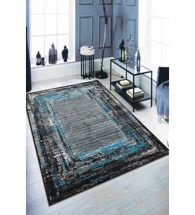 Mavi Modern Klasik Kaymaz Tabanlı Dekoratif Halı AR123 - 100 x 160 cm