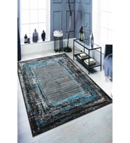 Mavi Modern Klasik Kaymaz Tabanlı Dekoratif Halı AR123 - 100 x 160 cm