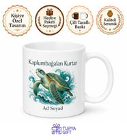 Save The Turtles Baskılı Kaplumbağaları Kurtar Kupa Bardak Hediye