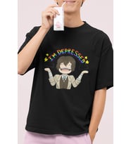 Anime Dazai Depressed Tişört (Siyah)