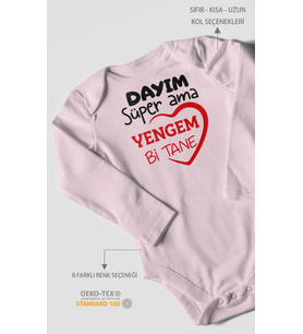 Dayım süper ama yengem bir tane Uzun Kollu Bebek Body %100 Pamuk