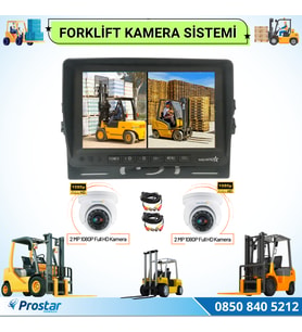 Forklift Kamera Sistemi Reach Truck 2 Kameralı 7 Inç Monitörlü Kayıtlı Kamera Seti