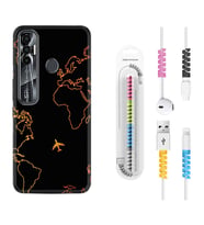 Tecno Spark 6 6 Go 8C 8 Pro 7 7 Pro Kılıf Kablo Koruma Spiral Silikon Harita ve Uçak 1777