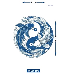 Ying Yang Balıklar 5 cm Minimal geçici Dövme Yarı Kalıcı Geçici Dövme