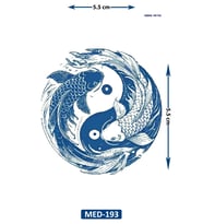 Ying Yang Balıklar 5 cm Minimal geçici Dövme Yarı Kalıcı Geçici Dövme