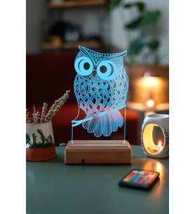 3D Baykuş 16 Renk Gece Lambası