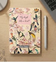 Kişiye Özel İsim Baskılı Defter & İsme Özel Gümüş Renk Roller Kalem (Sarı)