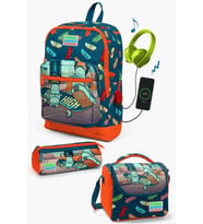 Coral High Kids Civit Neon Turuncu Kaykay Desenli USB Girişli 3’lü Okul Çanta Seti - Erkek Çocuk