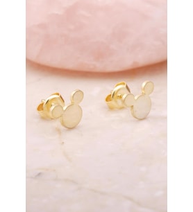 Mickey Altın Yaldızlı Mini Gümüş Küpe 5404