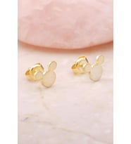 Mickey Altın Yaldızlı Mini Gümüş Küpe 5404