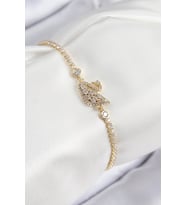 Pirinç Zirkon Taşlı Kuğu Model Gold Renk Kadın Bileklik 5886 - SSSSSS3958-5344