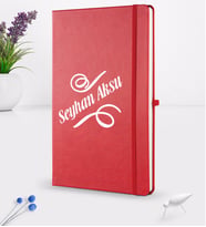 BK Gift Kişiye Özel İsimli Kırmızı Termo Deri Defter 16x24cm Model 5