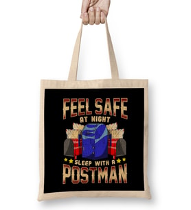 Funny Feel Safe At Night, Sleep With a Postman Pun Bez Çanta Uzun Saplı