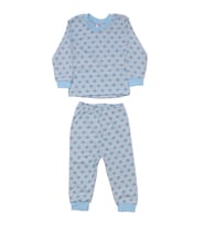 Erkek Bebek Mavi Yıldız Baskılı Çıtçıtlı Pijama Takımı (Renksiz)