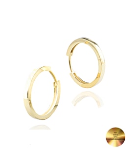 18k Serie Oro Sade Halka Kadın Gümüş Küpe 20 MM (Altın)