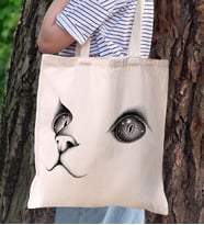 BK Gift Kedi Tasarımlı Kanvas Bez Çanta, Baskılı Omuz Çantası, Alışveriş Çantası, Plaj Çantası, Arkadaşa Hediye (Model 1)