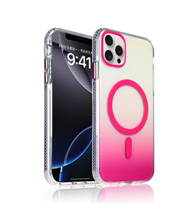 Apple iPhone 15 Pro Max Uyumlu Kılıf M-safe Şarj Özellikli Transparan Renk Geçişli Zore Toros Kapak (Rose)