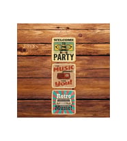 Retro Music Üçlü Retro Ahşap Poster