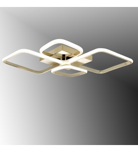 TT050-FSR TT Aydınlatma Baklava Desen Fransız Sarı Kaplama 4 lü Led Avize (Beyaz)