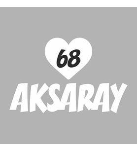 Kalpli 68 Aksaray Araba Sticker siyah 20x15 CM (Beyaz)
