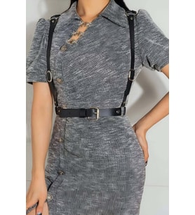 Mulvxbrf Brf02  Deri Arkası Üçgen Detaylı Giysi Üzeri Bel Kemeri Harness - Brf1181 (Mulvix)
