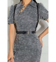 Mulvxbrf Brf02  Deri Arkası Üçgen Detaylı Giysi Üzeri Bel Kemeri Harness - Brf1181 (Mulvix)