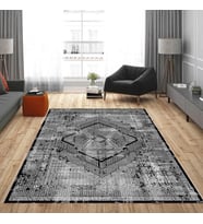 Eliana Home Dijital Baskı Yıkanabilir Kaymaz Taban Salon Halısı Ve Yolluk LN163-FNL469 (Siyah)