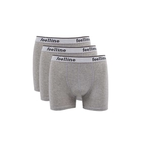 3 adet Feelline Gri Pamuklu Doğal Likralı Erkek Boxer