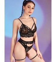 Amora Secret Siyah Dantelli Fantezi Jartiyer Takım