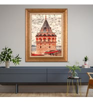 Altın Varaklı Paspartulu Çerçeveli  Tablo nat1097