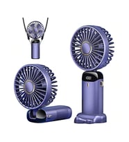 Mini El Fanı 5 Kademeli Dijital Led Göstergeli Boyun Askılı Mini Klima Vantilatör (Mor)