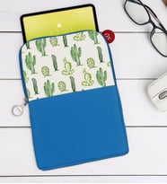 BK Gift Kaktüs Tasarımlı Taşınabilir Koruyucu Tablet Kılıfı & Organizer Çanta - Mavi-3