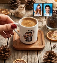Kişiye Özel Karikatürlü Siyah Beyaz Taraftar Sevgiliye Hediye Türk Kahvesi Fincanı Sevgililer Günü Hediyesi