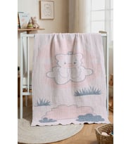 Dört Kat Desenli Müslin Bebek&Çocuk Battaniyesi 80X140 Cm %100 Pamuk, İçi
