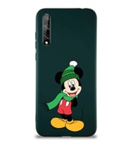 Huawei Y8P Soft Premier Kapak Mickey Mouse-G Tasarımlı Silikon Kılıf - Yeşil (Şeffaf)