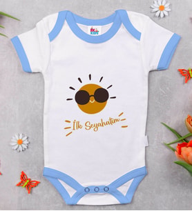 BK Kids İlk Seyahat Tasarımlı Mavi Bebek Body Zıbın-1