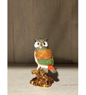 Swarovski Taşlı Baykuş Mücevherlik / Dekoratif Biblo (Beyaz)