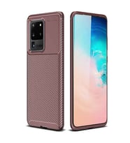 Samsung Galaxy S20 Ultra Karbon Desenli Negro Silikon Kılıf (Kahverengi)