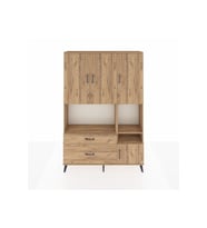 Arges Gardrop 7 Raflı 2 Çekmeceli 4 Kapaklı 132x30x195 Çam-Çam