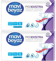 Mavi Beyaz Ped Ekstra Tekstil Yüzeyli Yetişkin Bel Bantlı Hasta Bezi Medium Orta 60 Adet