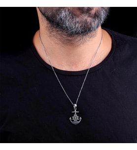 925 Ayar Gümüş Deniz Çapası Erkek Kolye