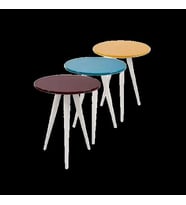 Zigon ST 3Ayak13556 3Renk Model Sehpa Kayın Torna RETRO Ayak MDF tabla El Yapım