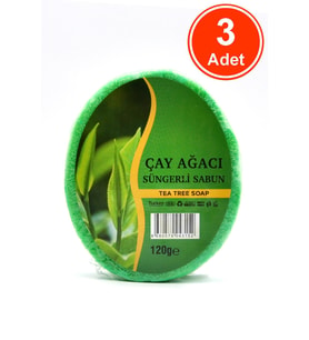 Çay Ağacı Özlü Süngerli Sabun Banyo Duş Sabunu 120 G x 3 Adet