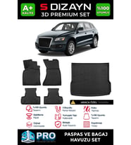 S-Dizayn Audi Q5 3D Pro Havuzlu Paspas ve Bagaj Havuzu Seti (2'li SET) 2009-2017 A+ Kalite