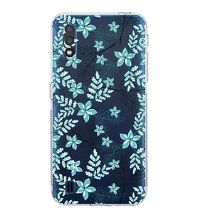 Samsung Galaxy A01  Kamera Korumalı Kapak Floral Su Yeşili Tasarımlı  Şeffaf Kılıf