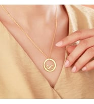 Vaoov 925 Ayar Gümüş Lazer Kesim İsimli Yuvarlak Sonsuzluk Kolye (Gold)